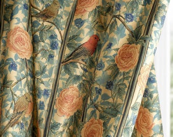 Bird Floral Blackout Curtains, Vintage Cottagecore Drapes, William Morris Style Window Panels, Botanical Bird Curtain, Rustic Decor