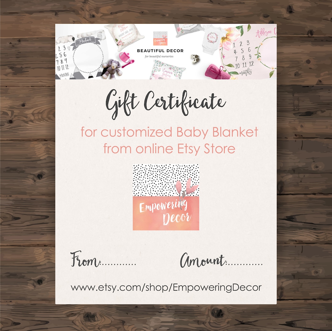 Gift Certificate for Any Customized Blanket From Empowering Decor, Baby