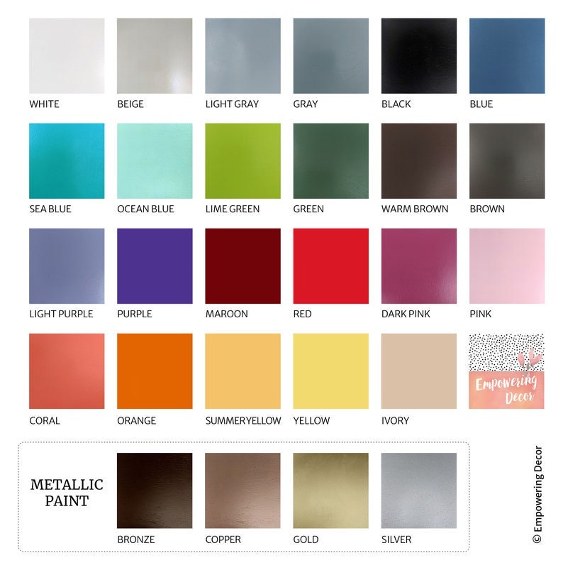 the color chart for metallic paint