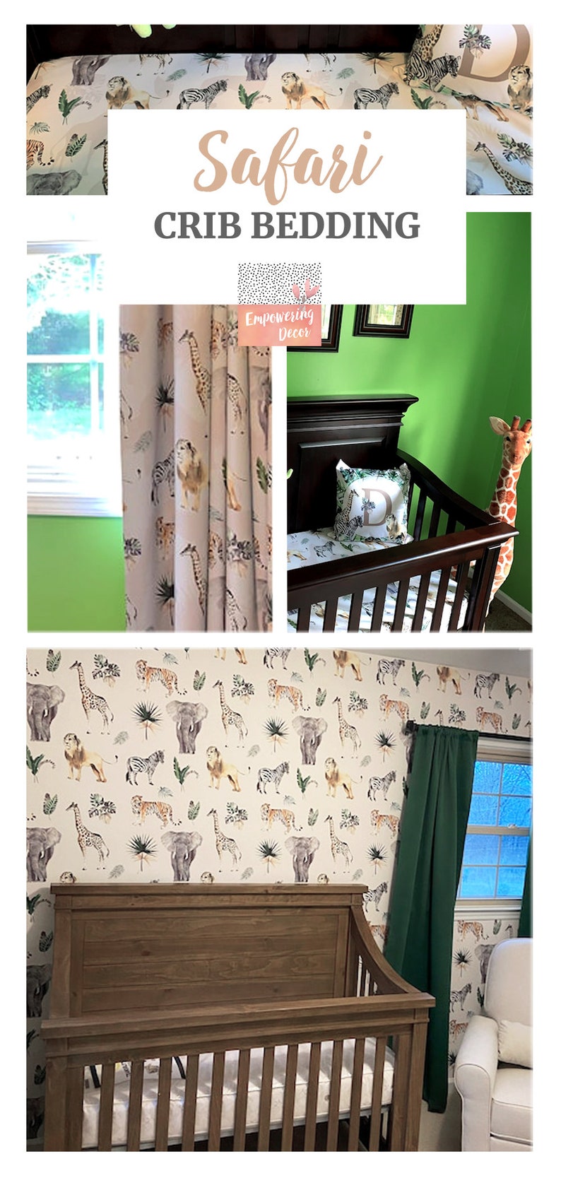 Crib Bedding Set Boy Safari Personalized Nursery Bedding Set Etsy