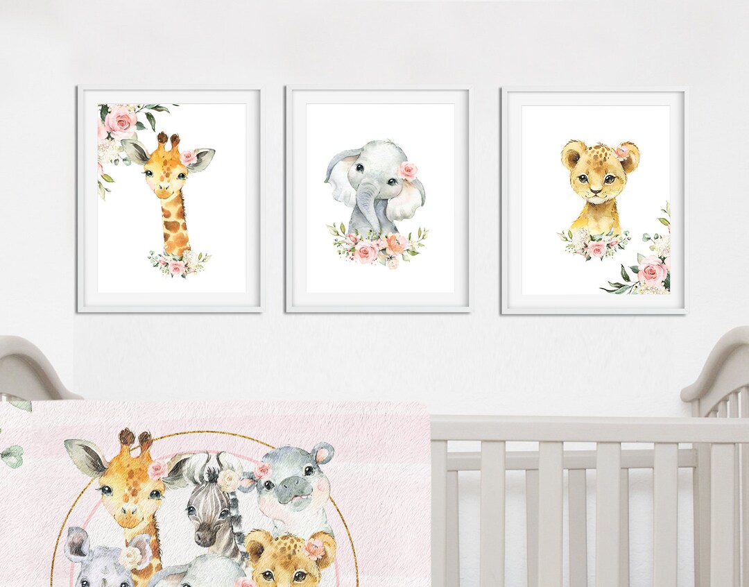 Nursery Print, Nursery Wall Art, Safari Animals Wall Art, Nursery