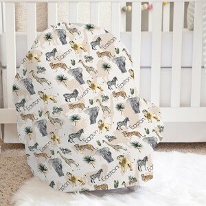 Baby-Autositzbezug, Autositz-Baldachin Mädchen, personalisierter Safari-Autositzbezug, Baby-Autositzbezug für Jungen, Muttergeschenk, Stillbezug