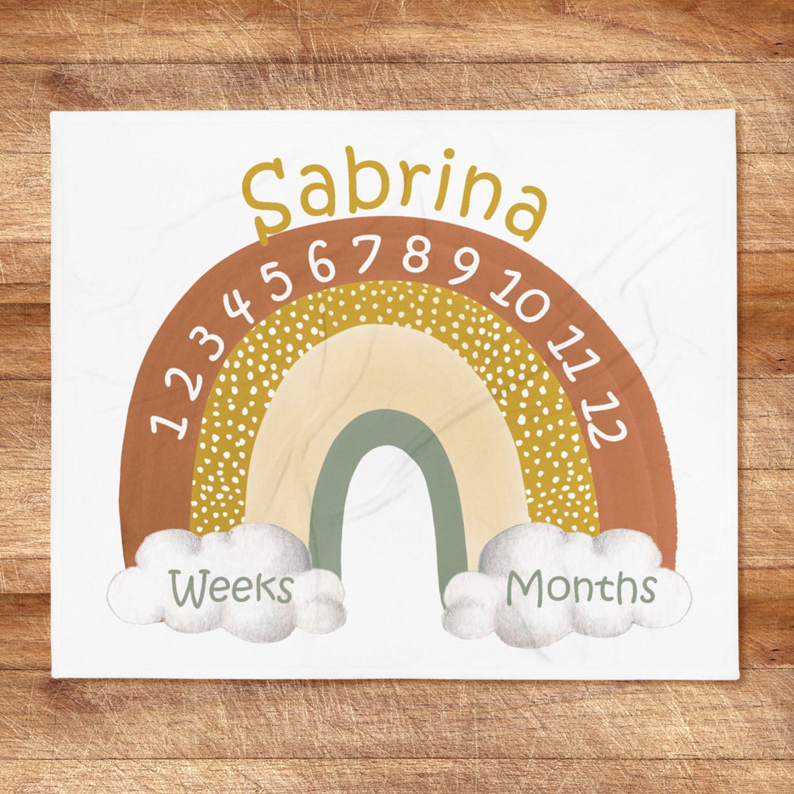 Rainbow Milestone Blanket Rust Rainbow Blanket Neutral Etsy