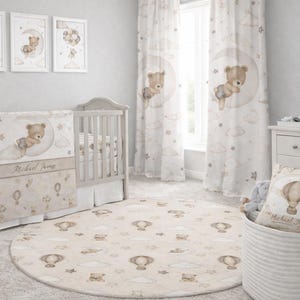 Teddy Bear Crib Bedding Set: Beige Moon & Stars Nursery Decor