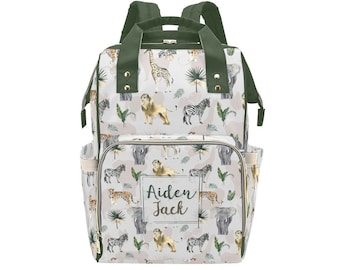 Personalized Safari Diaper Backpack: Monogrammed Baby Bag