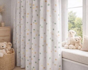 Dotted Blackout Nursery Curtains: Gender Neutral Polka Dot Panels