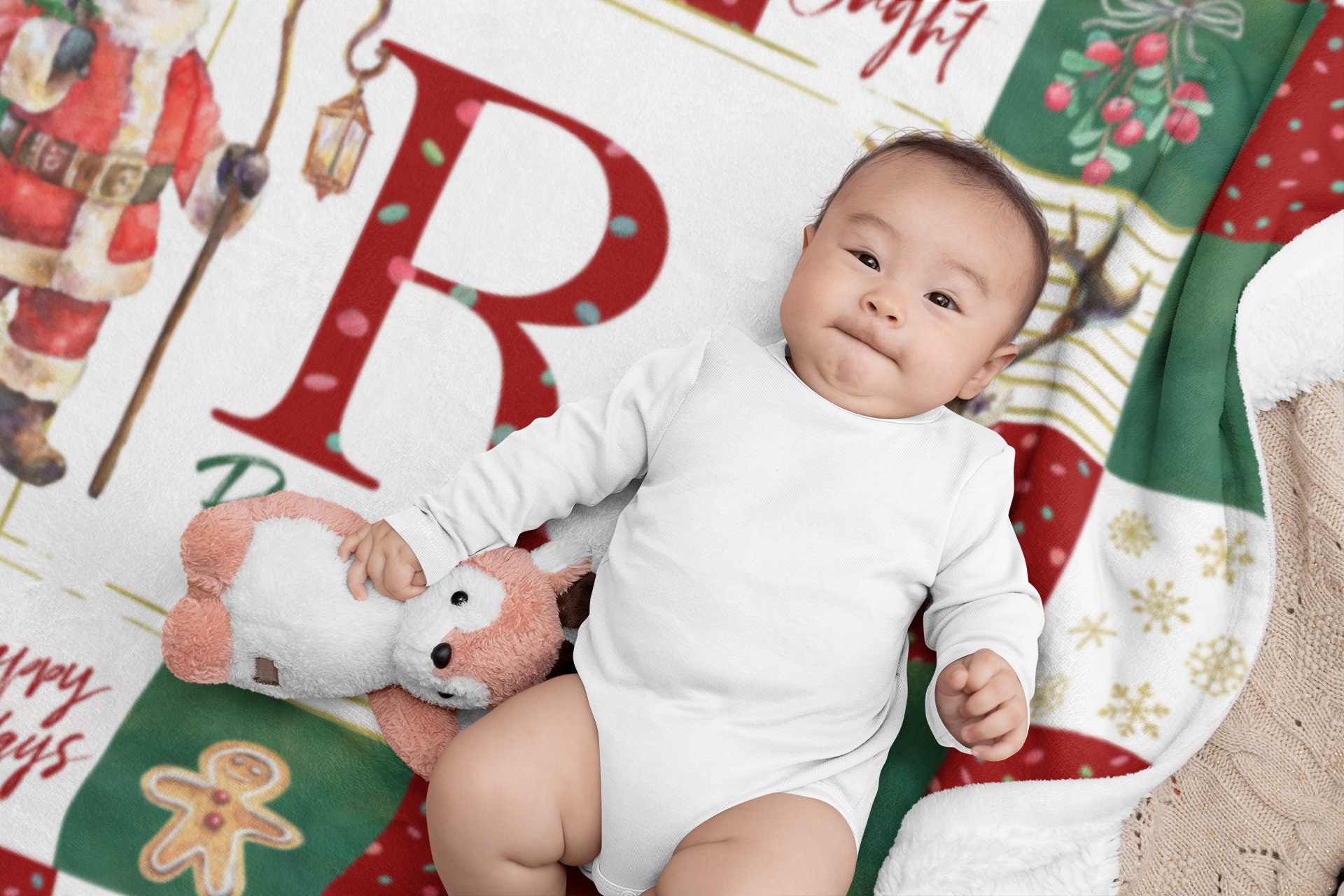 Christmas Santa Baby Blanket / Holidays Baby Bedding / Christmas Baby ...