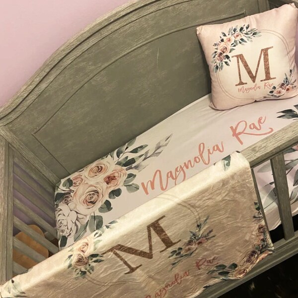 Rose Crib Bedding Etsy
