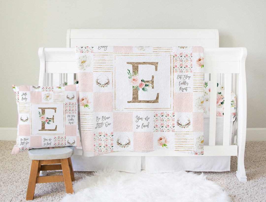 Deer Crib Bedding Set, Baby Girl Crib Bedding, Pink Floral Crib Bedding ...