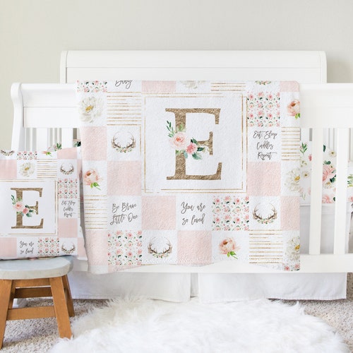 Fawn Crib Bedding Set Baby Girl Crib Bedding Pink Floral Etsy
