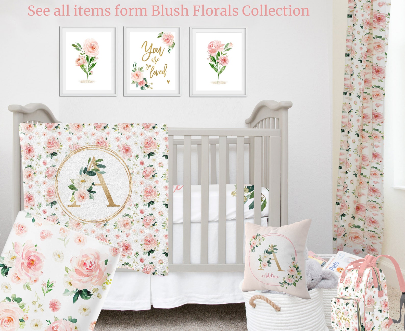 Roses Crib Bedding Set Floral Crib Bedding Baby Girl Crib Etsy