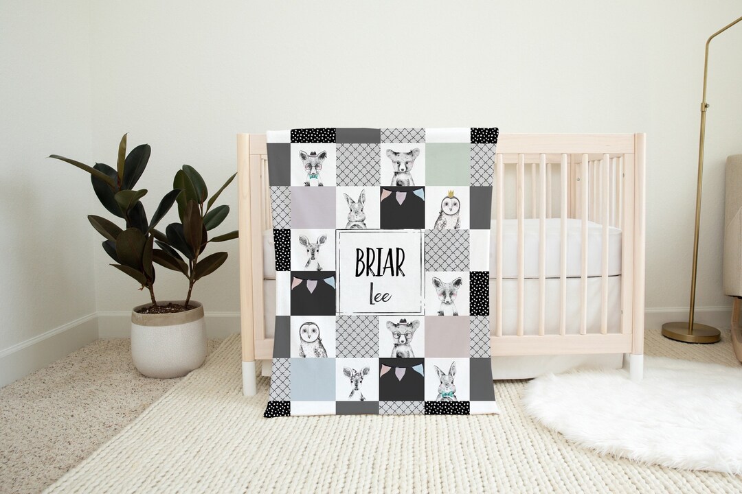 Personalized Baby Boy Blanket Bear Fox Baby Blanket Baby Etsy