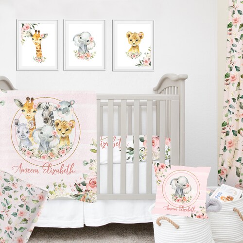 Safari Crib Bedding Set Baby Girl Nursery Bedding Set Safari Etsy