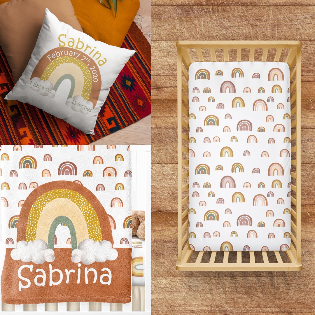Rainbow Crib Bedding Set, Gender Neutral Crib Bedding, Rainbow Nursery