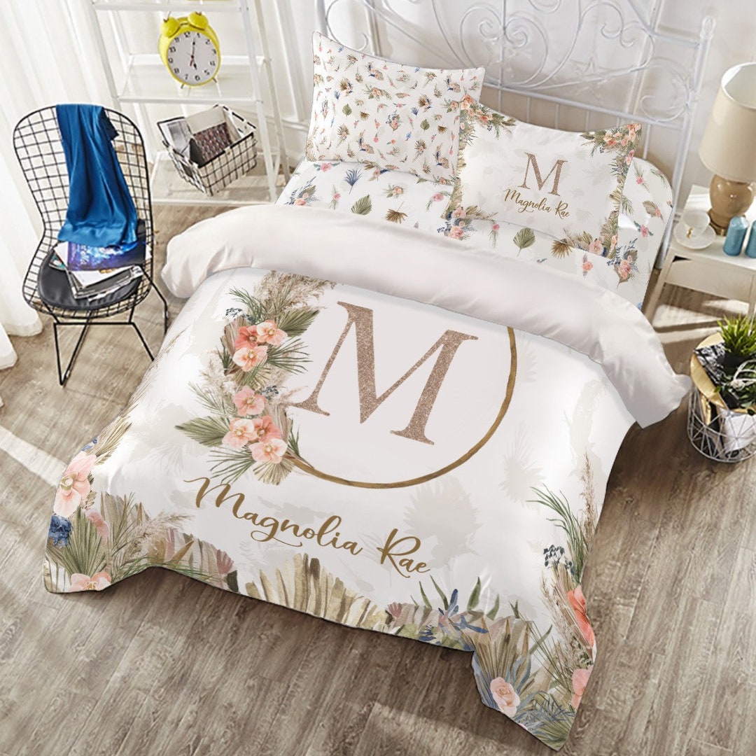 Boho Monogrammed Comforter Personalized Duvet Covers Girl Boho Duvet