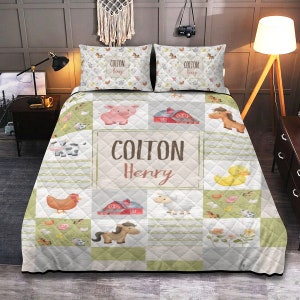Farm Animals Bedding, Farm Animals Quilt, Farm Animals crib Bedding, Bedding Set Neutral, Bedding Twin, Queen, Full, King, California King