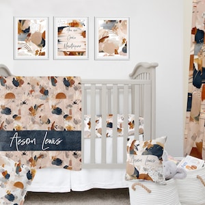 Crib bedding set boy, Boho crib bedding set, Rust crib bedding, Modern Crib Bedding Set for Boy, Custom Baby Boy Bedding, Boho Bedding