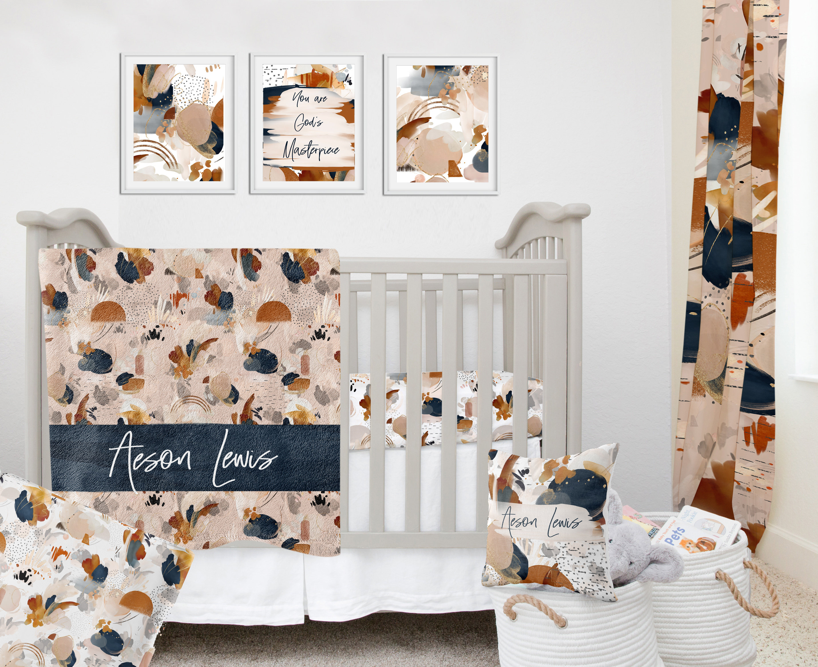 Crib Bedding Set Boy Boho Crib Bedding Set Rust Crib Bedding Modern Crib Bedding Set for Boy Custom Baby Boy Bedding Boho Bedding Etsy