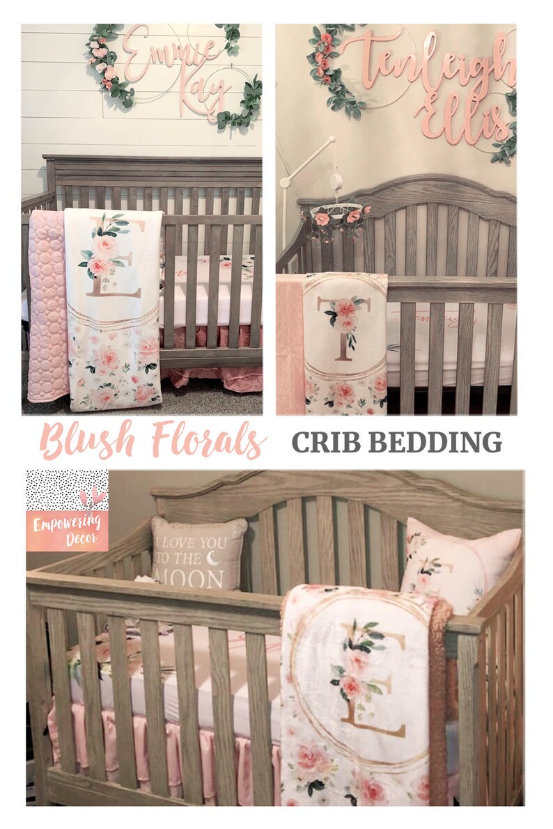 Floral Baby Girl Crib Set Nursery Bedding Pink Flower Etsy