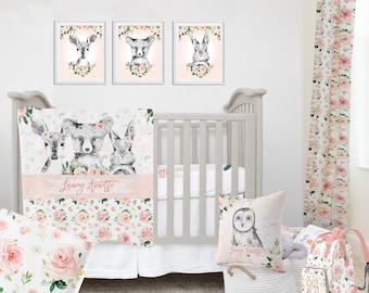 4pcs Baby Girl Bedding Rabbits Crib Nursery Quilt Bumper Sheet Crib Skirt * 