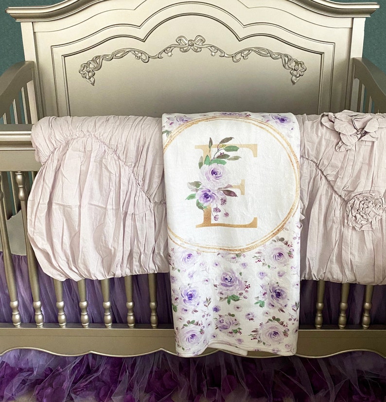 Floral Girl Crib Bedding Purple Roses Baby Bedding Set Etsy