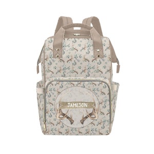Personalized Floral Deer Diaper Backpack: Hunter Baby Bag