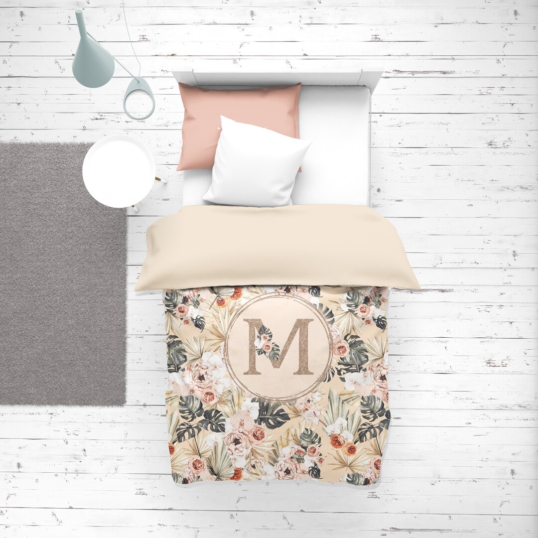 Dorm Bedding Monogrammed Duvet Cover Tropical Personalized Etsy UK