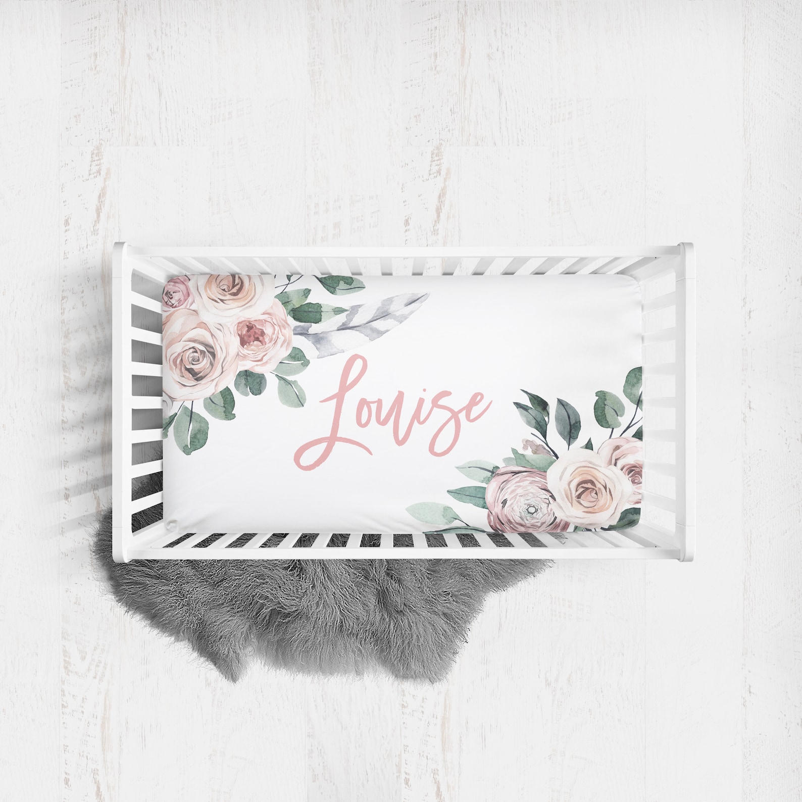 Custom Baby Girl Crib Sheet Personalized Crib Sheet Floral Etsy