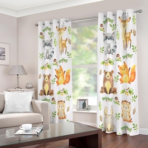 Woodland Nursery Curtains: Forest Animals, Bear, Fox, Deer