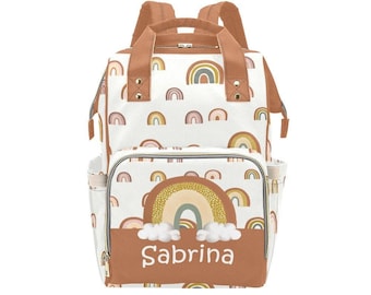 Personalized Rainbow Diaper Backpack: Multiuse Baby Bag