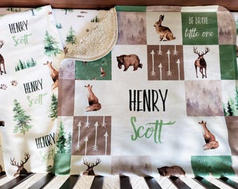 Woodland Baby Bedding Set: Bear, Deer, Arrow Blanket