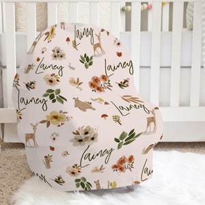 Personalisierte neutrale Autositzbezug, Baby Geweih Autositzbezug für Jungen, neue Mutter Geschenk, Stillbezug, Woodland Säuglingspflegebezug