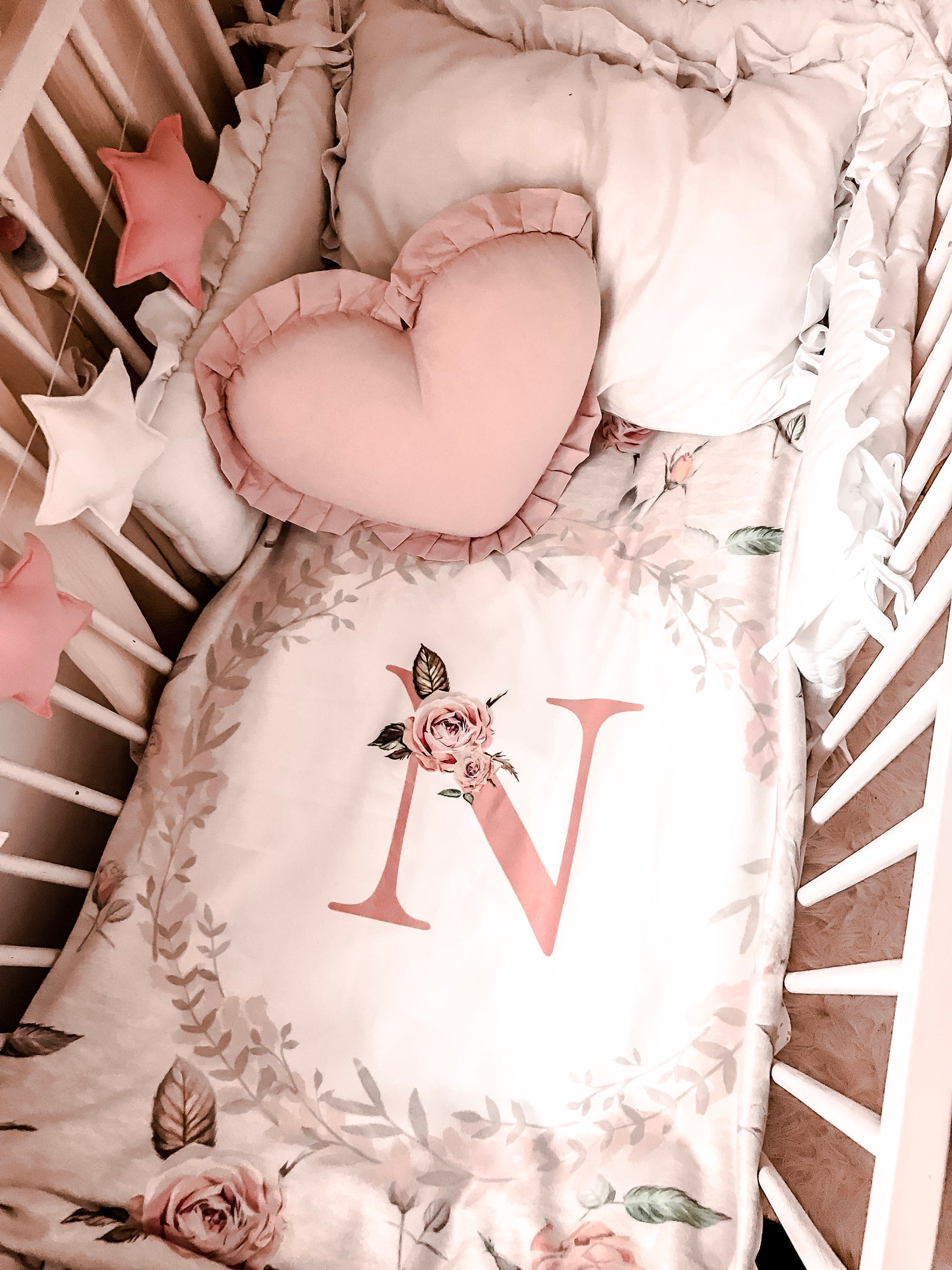 Monogrammed Baby Blanket With Roses Baby Shower Gift for Etsy