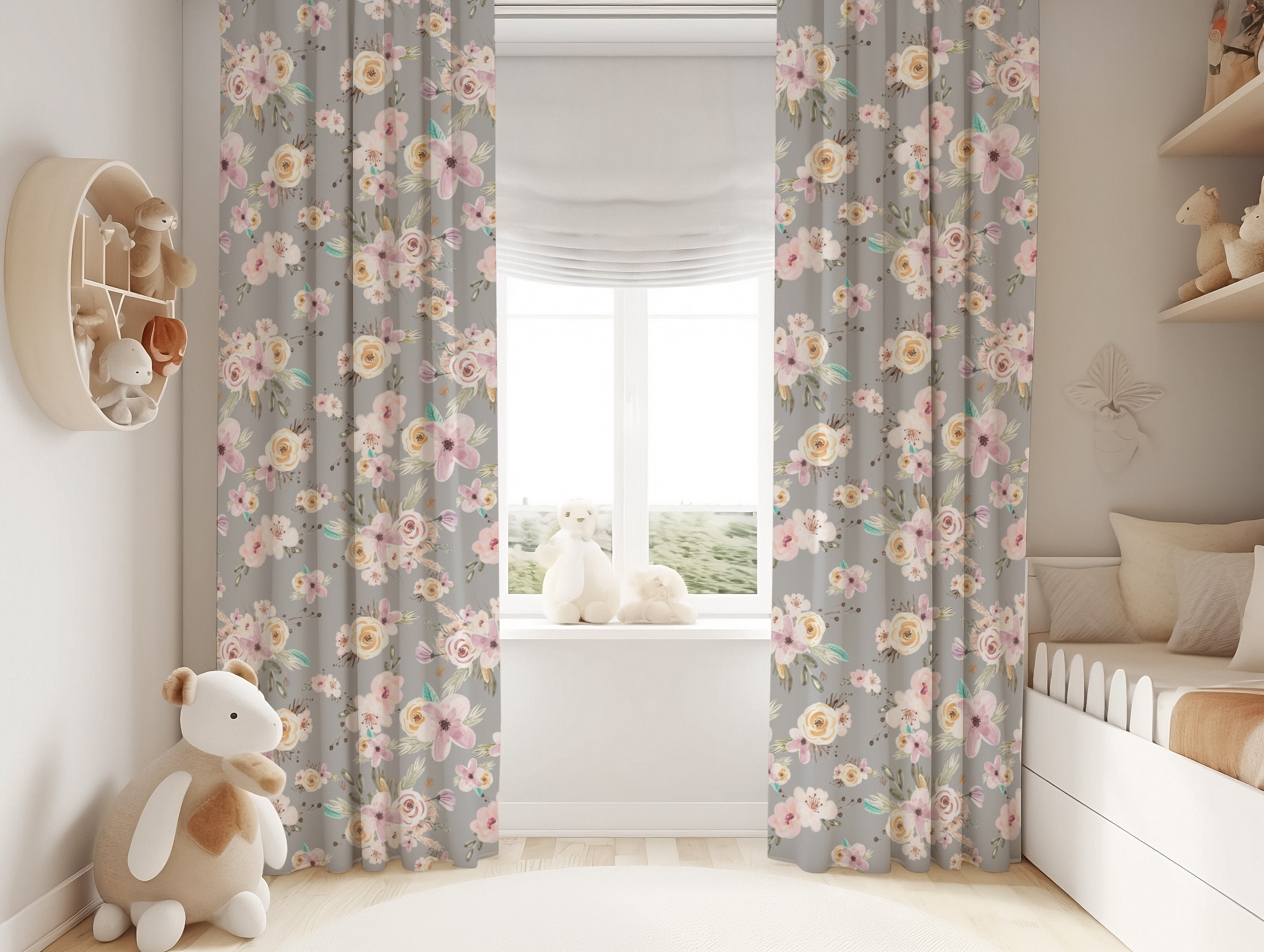 Pink grey curtains discount