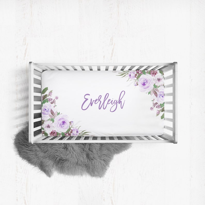 Floral Girl Crib Bedding Purple Roses Baby Bedding Set Etsy