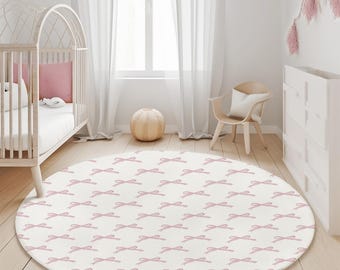Rosa bågar barnrumsmatta: Modern akvarell babyrumsmatta