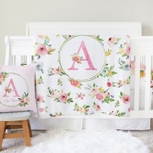 Floral Farmhouse Crib Bedding Set, Baby Girl Crib Bedding, Personalized Baby Blanket, Rose Floral Nursery, Girl Nursery Bedding Pink