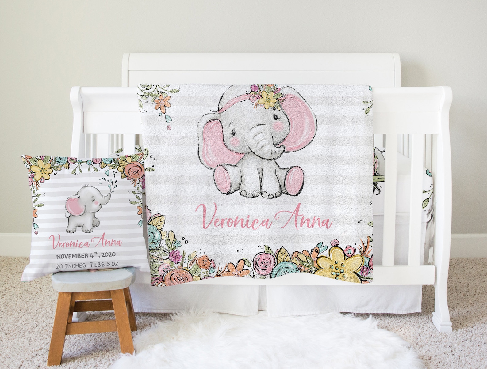 Elephants Nursery Curtains Baby Room Curtains Elephants Girl Etsy