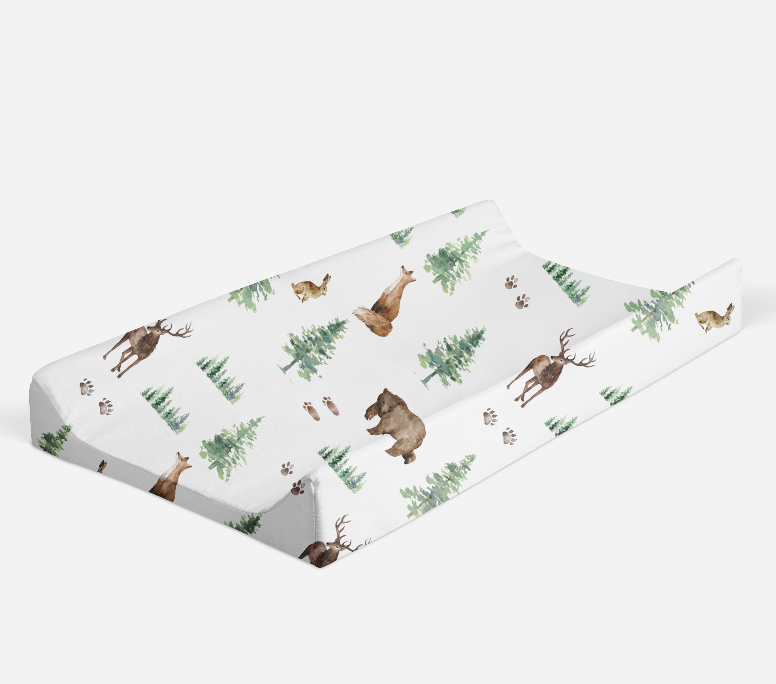 Woodland Changing Pad Cover Nursery Bedding Baby Changing Pad Forest Animals Nursery baby Boy Bedding Pine Trees Changing Pad Cover Boy Etsy UK