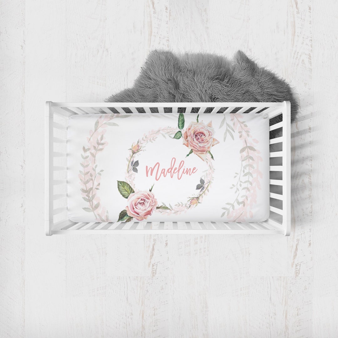 Custom Crib Sheet for Girl, Personalized Crib Bedding, Baby Bed Designs