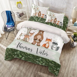 Woodland Comforter Personalized - Duvet Covers for boy - Boy Woodland duvet covers - Twin duvet cover - children's duvets - custom bedding