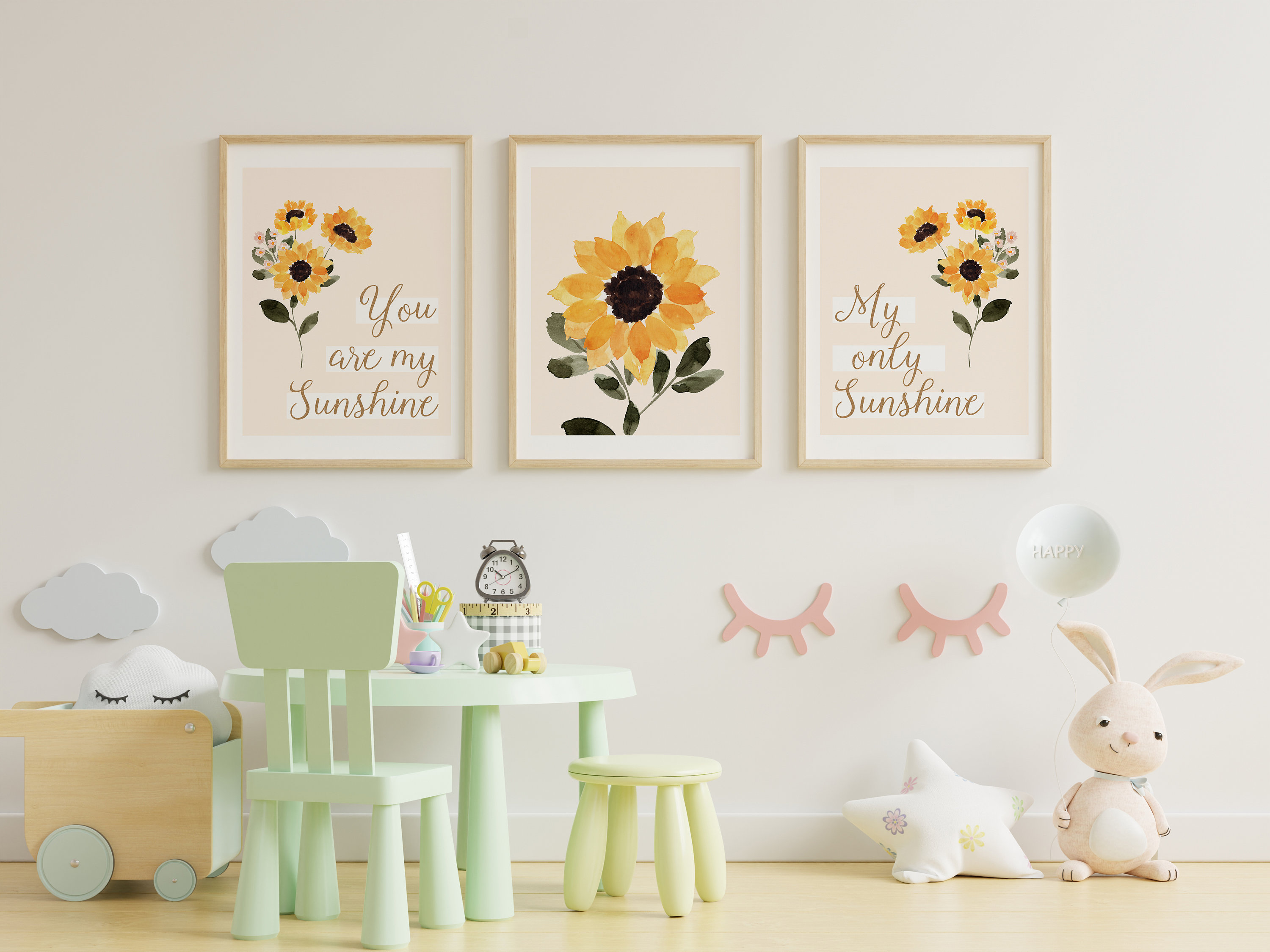 Sunflowers Nursery print, Nursery Wall art, You are my sunshine my only sunshine wall art, nursery framed art, nursery hanging wall decor,
