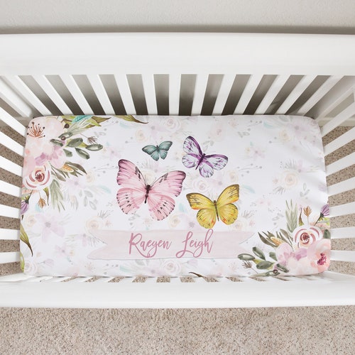 Personalized Butterfly Crib Sheet Butterfly Crib Bedding Etsy