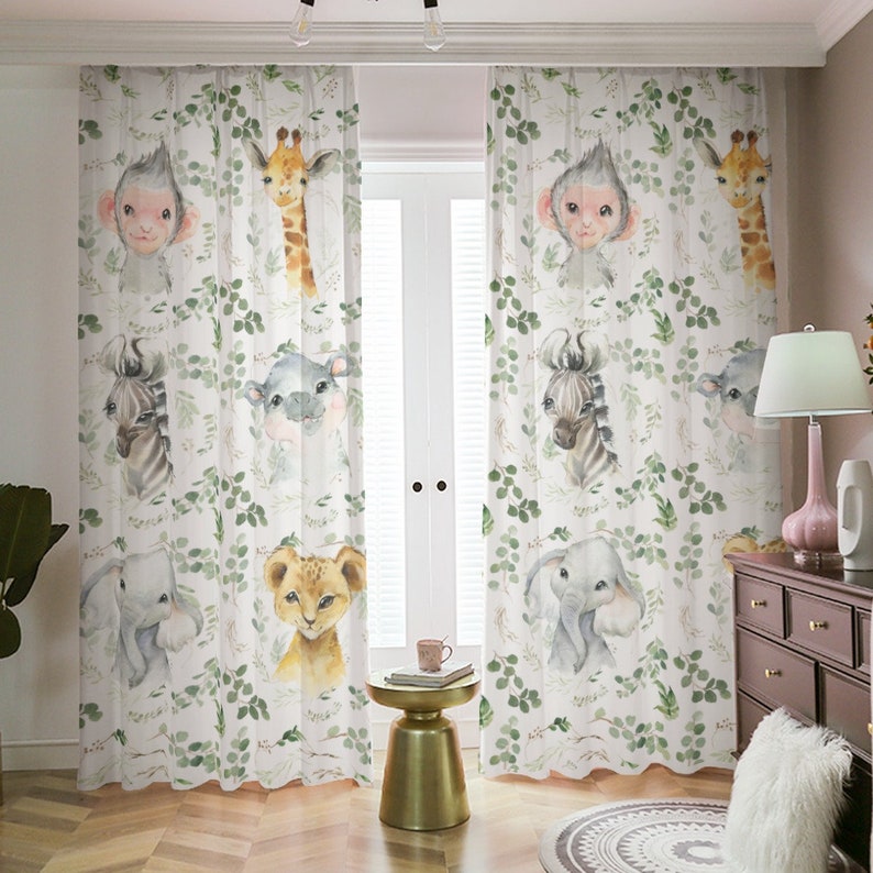 Safari Nursery Curtains Neutral Nursery Room Curtains Etsy