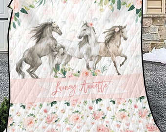Horses Bedding, Horses Quilt Personalized, Horses crib Bedding girl, Bedding Set Girl, Bedding Twin, Queen, Full, King, California King