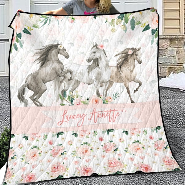 Horses Bedding, Horses Quilt Personalized, Horses crib Bedding girl, Bedding Set Girl, Bedding Twin, Queen, Full, King, California King