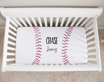 Baseball personalized crib sheet for boy, baseball crib bedding for boy, baseball fan nursery, baseball bedding, baseball sheet shower gift