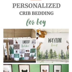 Crib sheet baby boy, Woodland custom nursery bedding, Forest animals personalized crib bedding, Fox crib sheet, buck woodland nursery boy image 8