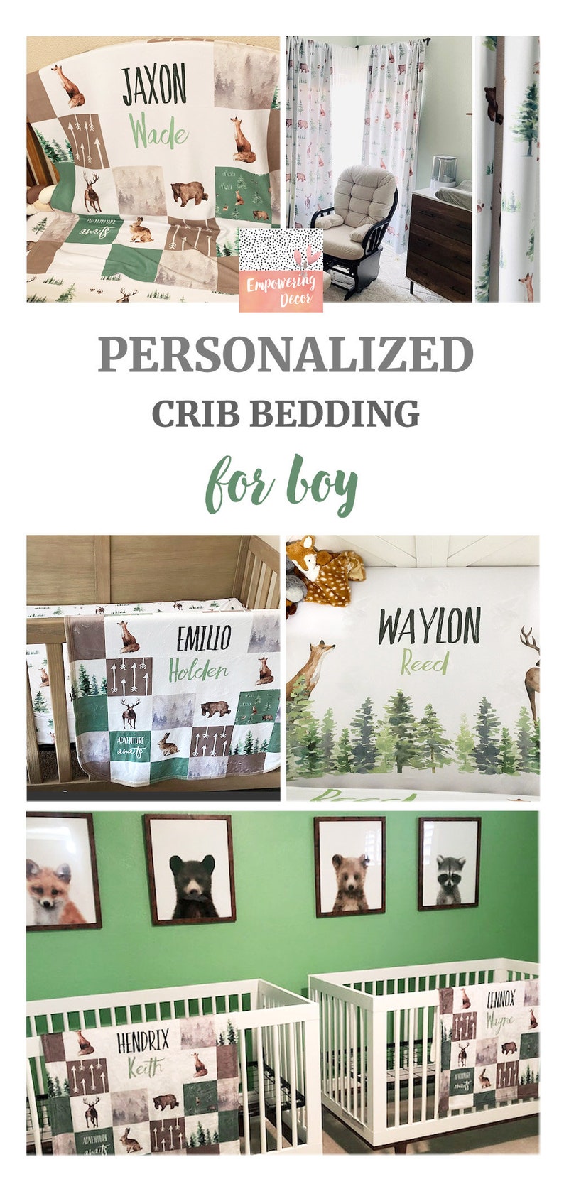 Crib sheet baby boy, Woodland custom nursery bedding, Forest animals personalized crib bedding, Fox crib sheet, buck woodland nursery boy image 8