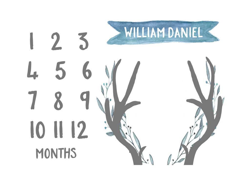 Antlers Milestone Blanket for Boy Personalized Baby Blanket Etsy